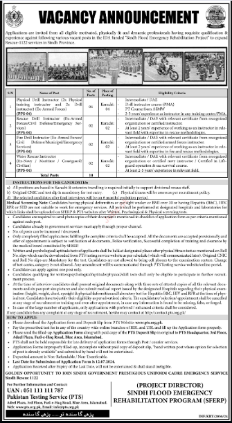 Sindh Emergency Rescue Service 1122 Karachi Jobs 2024 Detail