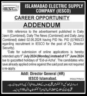 Islamabad Electric Supply Company IESCO Jobs 2024 Detail